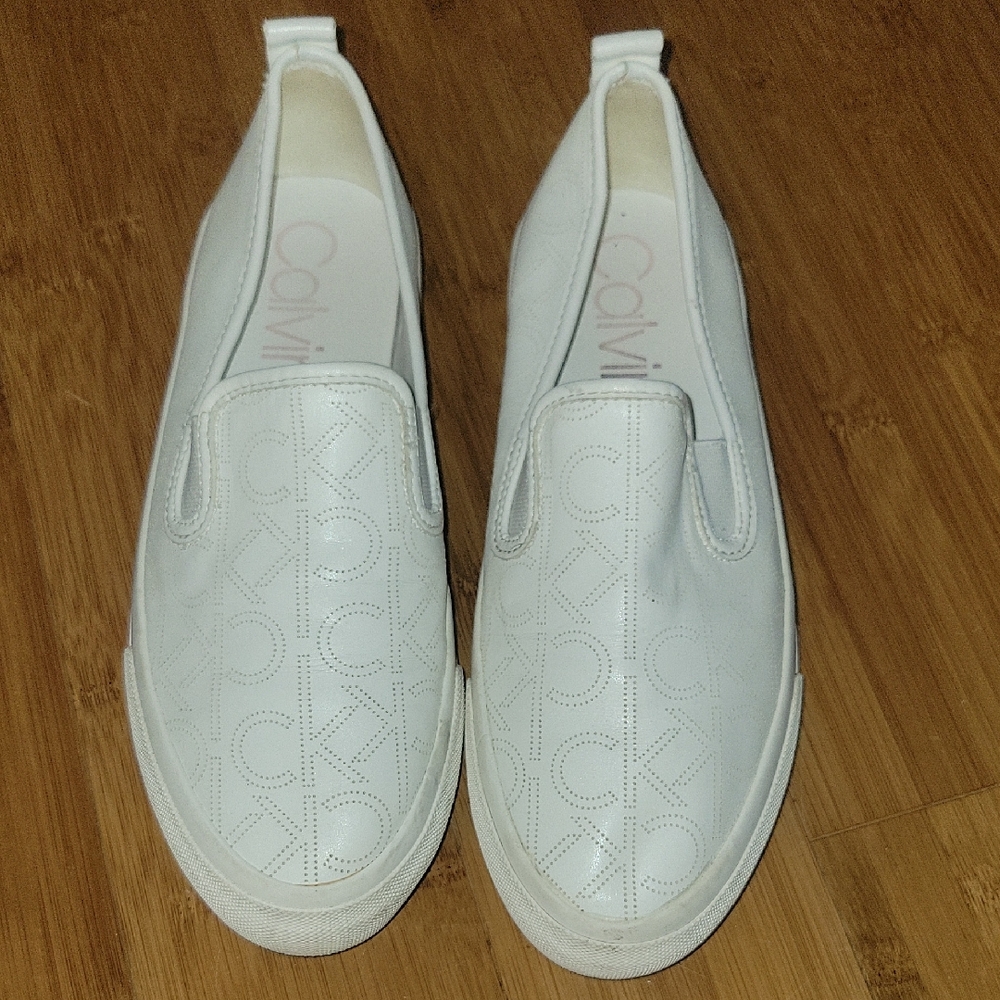 Calvin Klein White Slip-On Sneakers Minimalist Design